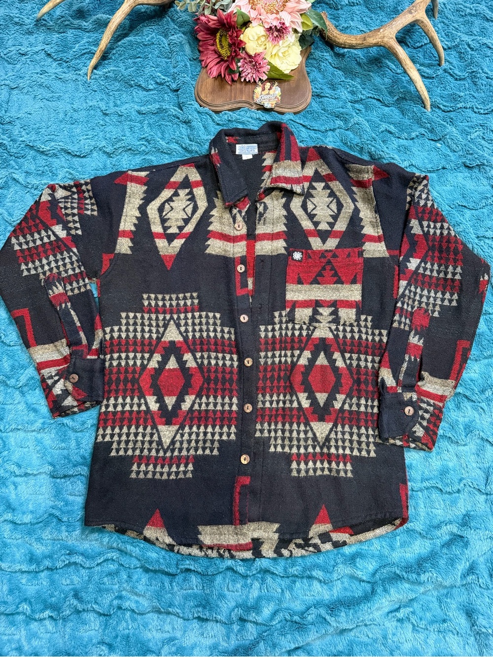 Vintage Mexicali Blues Made USA Southwestern Aztec Button Shirt Jacket Shacket